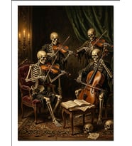 İskelet Orkestrası Klasik Müzik Konser Dekoratif Kanvas - Mdf Ahşap Tablo