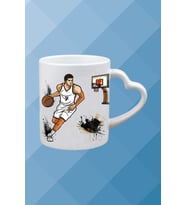 Basketboll Temalı Erkek Oyuncu Baskılı Kalpli Kulp Kupa Bardak Çay Kahve Fincanı-1