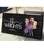 BK Gift Kişiye Özel Aile Karikatürlü Kabartma Figürlü Ahşap Tablo, Duvar Dekoru, Arkadaşa Hediye, Özel Tasarım Ev Hediyesi-3 (Siyah)