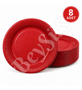 Parti Kağıt Tabak 8li Kırmızı