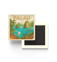 Palau - Palau - Paper Cut Art - Baskılı Buzdolap Magneti Kare - 9x9 cm