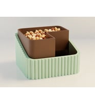 3D Baskı Fıstık Kasesi - Çift Hazneli Kabuk Ayırıcı Sunum Kasesi - Mint Kahverengi