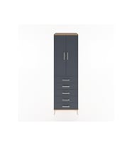 Hyperion Dolap Tek Raflı 5 Çekmeceli Tek Askılı 60x44x195 Çam-Antrasit