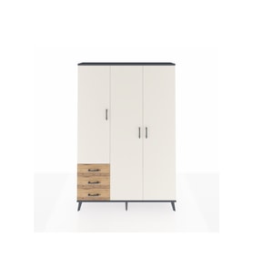Arges Dolap 6 Raflı 3 Çekmeceli Tek Askılı 132x30x195 Antrasit-Aytaşı/Çam