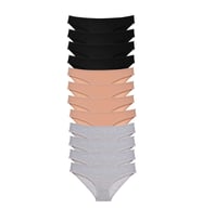 12 adet Süper Eko Set Likralı Kadın Slip Külot Siyah Ten Gri