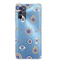 PrintiFy Oppo A16 Uyumlu Nazar Boncuğu 5 Baskılı Şeffaf Köşe Korumalı Antişok Kılıf