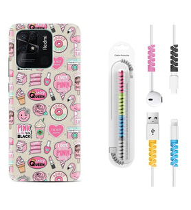 Xiaomi Redmi Note 7 8 9 Pro 10 2022 10 Pro 10S Kılıf Kablo Koruma Spiral Silikon Donut Flamingo 1415