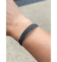 Gümüş Kazaziye El Örgüsü Bileklik BIL2008 : Siyah - 18 cm : Siyah - 17 cm : Siyah - 21 cm (Siyah)