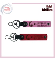 Milli Dokunuş – Eşe Verilebilecek Çocuk Ve Ayyıldız Temalı Anahtarlık Takımı, Pembe-Kırmızı