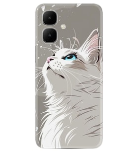 Infinix Smart 10 Kılıf Boutique Baskılı Resimli Beyaz Kedi Pcode -061