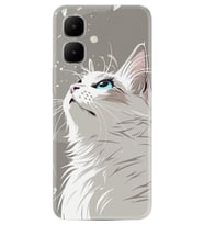 Infinix Smart 10 Kılıf Boutique Baskılı Resimli Beyaz Kedi Pcode -061