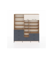 Arges Dolap 17 Raflı 6 Çekmeceli 3 Kapaklı 220x30x243 Çam-Aytaşı/Antrasit