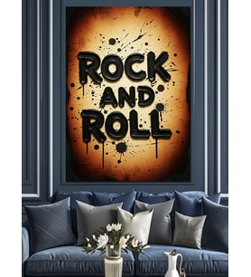 Rock And Roll Graffiti Yazısı Dekoratif Kanvas - Mdf Ahşap Tablo