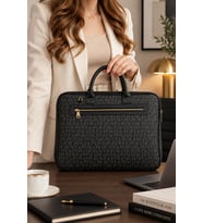 Kahve Orijinal Just Polo Monogram Deri Laptop ve Evrak Cantasi