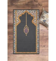 EVDEYA Dijital Baskılı Yıkanabilir Şık Motifli Namazlık Seccade 70x130 Cm 18 Gri (Gri)