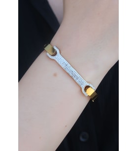 316L Çelik Gold Renk Zirkon Taşlı Kadın Kelepçe TJ-BB5285