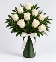 Polimer Vase 9x White Rose