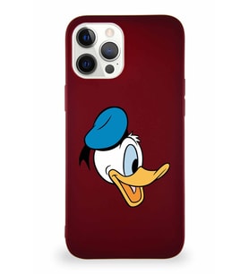 Apple iPhone 12 Pro Max Soft Premier Kapak Donald Duck-F Tasarımlı Silikon Kılıf - Mürdüm (Şeffaf)