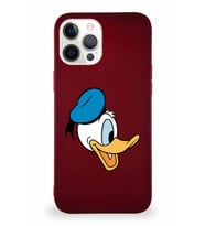 Apple iPhone 12 Pro Max Soft Premier Kapak Donald Duck-F Tasarımlı Silikon Kılıf - Mürdüm (Şeffaf)