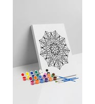 Kalem Desenli Mandala Tuval Boyama Seti 40x50 cm