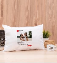 Kişiye Özel Youtube Tasarım Fotoğraflı Dikdörtgen Yastık ve Fincan