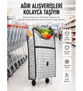 Lexroo Geniş Hacimli Tekerlekli Pazar Çantası Dayanıklı ve Ergonomik