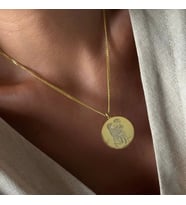 Kişiye Özel 925 Ayar Gümüş Tasarım Disk Fotoğraf Kolye (Gold)
