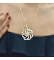 Rüzgar Gülü 925 Ayar Gümüş Zirkon Taşlı Gold Kaplama Kolye (Karışık)