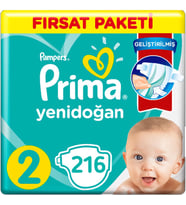 Prima Bebek Bezi 2 Beden Yenidoğan Fırsat Paketi (3*72) 216 Adet