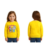 Unisex Labubu Baskılı Çocuk Swaetshirt 3 İplik Şardonlu (Sarı)