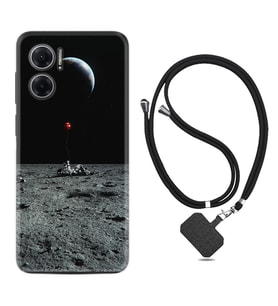 Xiaomi Redmi Note 11E Kılıf Silikon Boyun Askılı İpli Desenli Silikon Astronoot Red Baloon 1608