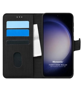 Microsonic Samsung Galaxy S23 Kılıf Fabric Book Wallet Siyah (Siyah)