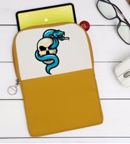 BK Gift Kurukafa Tasarımlı Taşınabilir Koruyucu Tablet Kılıfı & Organizer Çanta - Sarı-8