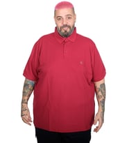 Mode XL Battal Beden Erkek Tshirt Polo Yaka Nakışlı Klasik Pike 20553 Bordo