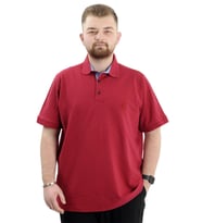 Mode XL Battal Beden Erkek Tshirt Polo Yaka Nakışlı Klasik Pike 20553 Bordo