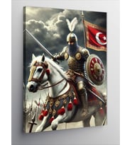 Kanvas Tablo Türk Bayrağı ve Şövalye