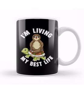 Cute I m Living My Best Life Sloth & Turtle Animal Kupa Bardak Porselen