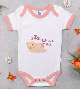 BK Kids Uykucu Kız Tasarımlı Pembe Bebek Body Zıbın-1