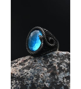 Aquamarine (AQUA MARİN) Taşlı Yılan Figürlü 925 Ayar Gümüş Yüzüğü 901732