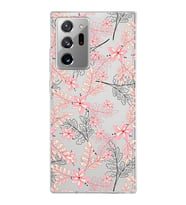 Samsung Galaxy Note 20 Ultra Kapak Floral Kırmızı Tasarımlı Şeffaf Silikon Kılıf