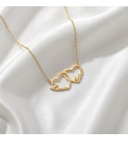 Kişiye Özel Minimal Çift İsim Kalp Kolye 925K Gümüş (Gold)