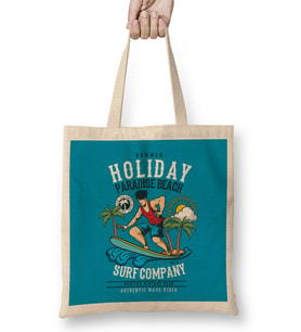 Surfing Summer Holiday Paradise Beach Bez Çanta Uzun Saplı