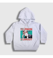 Presmono Unisex Çocuk Beyaz Jimout K Pop Jimin Bts Kapüşonlu Sweatshirt 272228tt