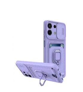 Xiaomi Redmi Note 13 4g Kılıf Zuma Kartvizitli Yüzüklü Silikon - Lila