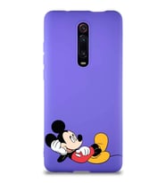 Xiaomi Mi 9T Pro Soft Premier Kapak Mickey Mouse-F Tasarımlı Silikon Kılıf - Mor (Şeffaf)