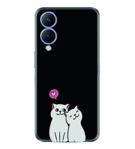 Vivo Y17S Kılıf Silikon Desen Özel Seri Love Cats 1690
