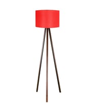 3 Ayaklı Lamba Kumaş Abajur Tripod Kırmızı Kahve LY534