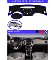 Chevrolet Cruze 2008-2011 Için Uygun Torpido Koruma Halısı Siyah Kenar Renk Mavi