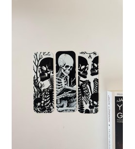 ToDekora Siyah Beyaz İskelet Tasarımlı Kitap Ayracı 3’lü Set-Kitap ve Kitaplık Aksesuarı (Beyaz-Siyah)