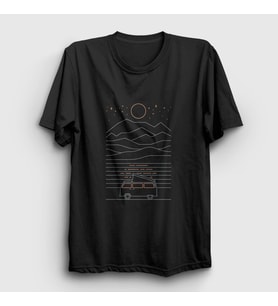 Presmono Unisex Siyah Voyage Camper Kamp T-Shirt 372823tt